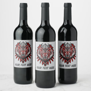 Étiquette Pour Bouteilles De Vin Conception de totem tribal Haida Loup