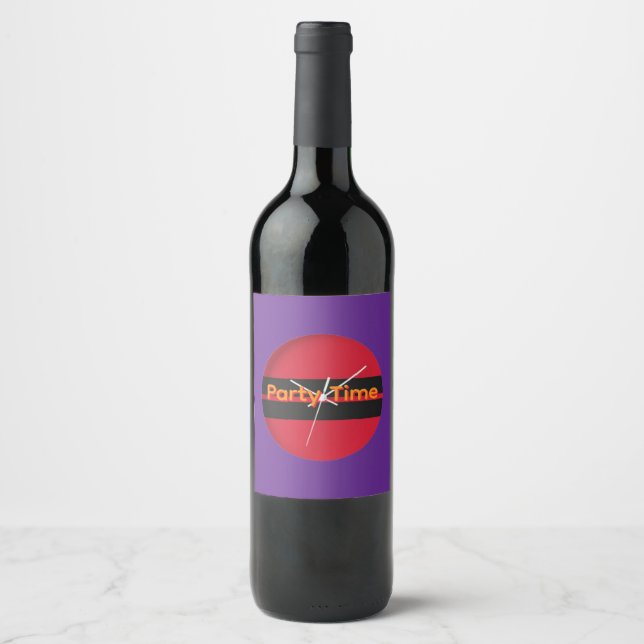 Étiquette Pour Bouteilles De Vin Conception d'horloge rouge pour le temps de fête  (Devant)