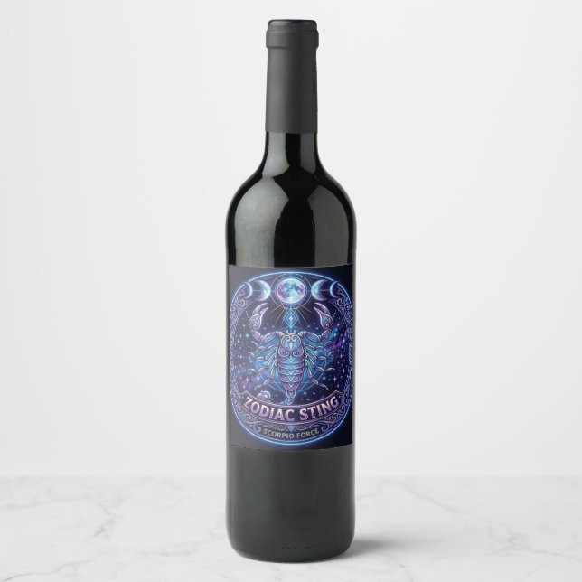 Étiquette Pour Bouteilles De Vin Conception graphique céleste du zodiaque Scorpion (Devant)