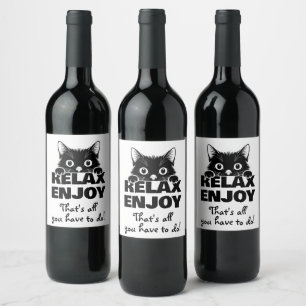Étiquette Pour Bouteilles De Vin Conception minimaliste de chaton mignon - CHAT 1