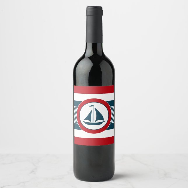 Étiquette Pour Bouteilles De Vin Conception nautique (Devant)