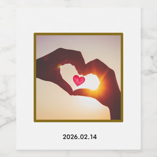 Étiquette Pour Bouteilles De Vin Conception personnalisée avec photo et date (Étiquettes simples)