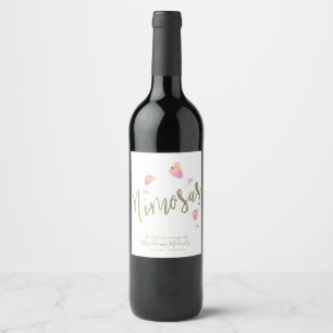 Étiquette Pour Bouteilles De Vin Confettis de remerciement pour Baby Shower Rose Mi