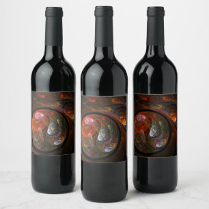 Étiquette Pour Bouteilles De Vin Connexion fluide Art Abstrait