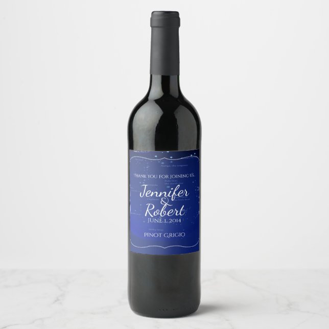Étiquette Pour Bouteilles De Vin Constellations sur Mariage bleu Étiquette de vin (Devant)