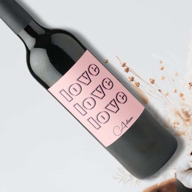Étiquette Pour Bouteilles De Vin Cool Candy Rose Clean 3 x Amour | Rose Pastel (Créateur téléchargé)