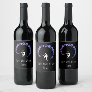 Étiquette Pour Bouteilles De Vin Cool Jazz Trumpet Musicien Blue Lilac Vin Étiquet