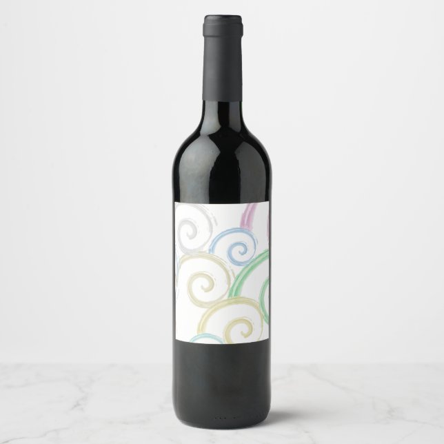 Étiquette Pour Bouteilles De Vin Cool, tendance, moderne onduleur brosses (Devant)