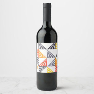 Étiquette Pour Bouteilles De Vin Cool, unique, tendance, urbain, triangles colorés