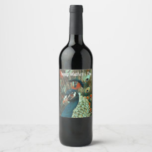 Étiquette Pour Bouteilles De Vin Coq coloré - Oiseau - Étiquette de vin personnal