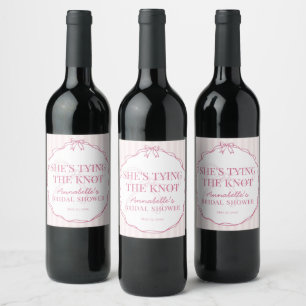 Étiquette Pour Bouteilles De Vin Coquette Rose Bow Pastel Fête des mariées Favorise