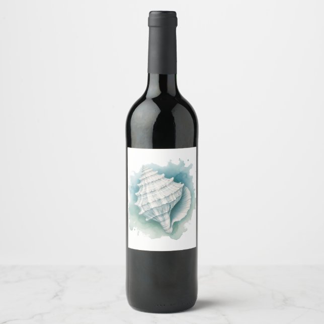 Étiquette Pour Bouteilles De Vin Coquillage côtier/nautique (Devant)