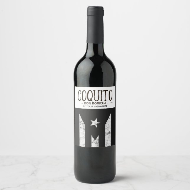 Étiquette Pour Bouteilles De Vin Coquito 100% Puertorico (Devant)