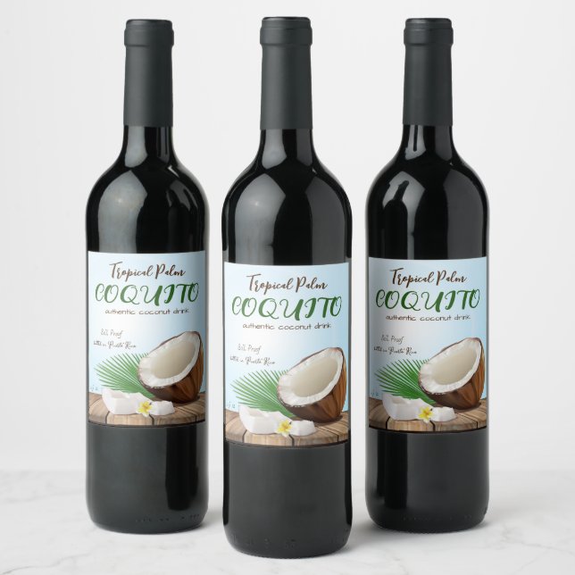 Étiquette Pour Bouteilles De Vin Coquito Coconut Tropical (Bouteilles)