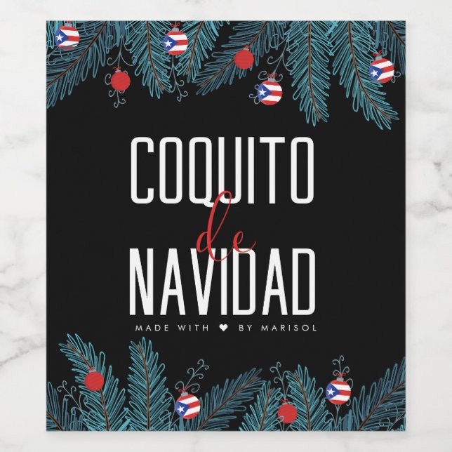 Étiquette Pour Bouteilles De Vin Coquito De Navidad (Étiquettes simples)
