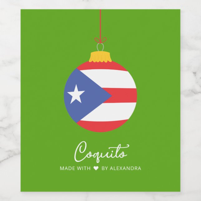 Étiquette Pour Bouteilles De Vin Coquito de noix de coco tropical Boisson de Noël (Étiquettes simples)