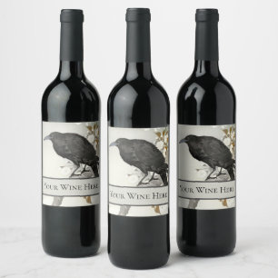 Étiquette Pour Bouteilles De Vin Corbeau Raven Koson Oiseau japonais
