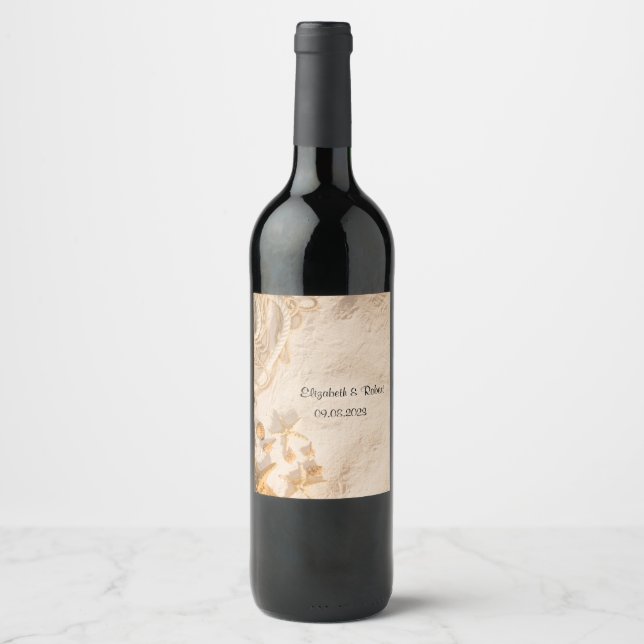 Étiquette Pour Bouteilles De Vin Corde de sable de coquillages  (Devant)