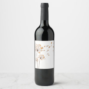 Étiquette Pour Bouteilles De Vin Corgi Flower Fly Dandelion Chemise mignonne Amoure