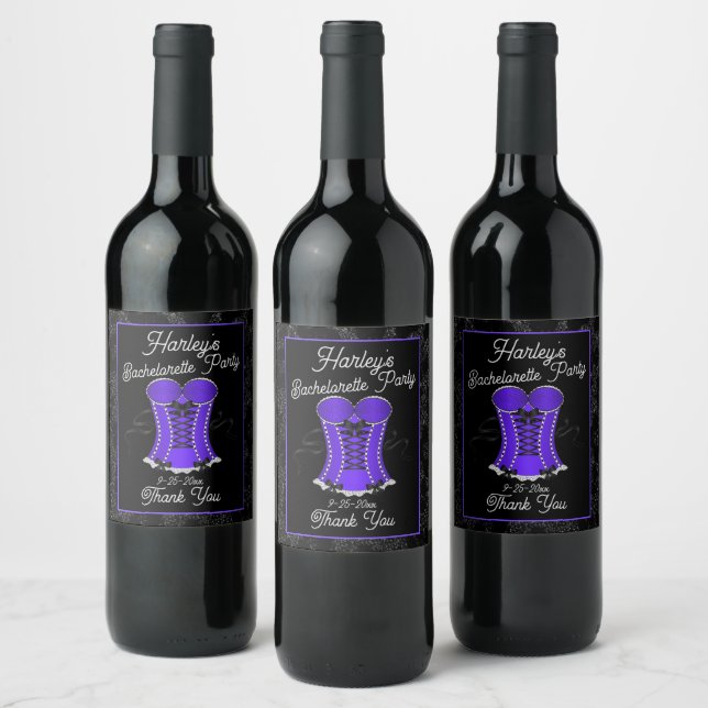 Étiquette Pour Bouteilles De Vin Corset Violet Coquin (Bouteilles)
