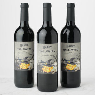 Étiquette Pour Bouteilles De Vin Costumes effrayants et cocktails Halloween