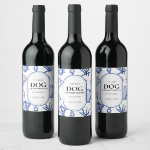 Étiquette Pour Bouteilles De Vin Côte Bleue Meilleur Chien Grands-parents Coquillag