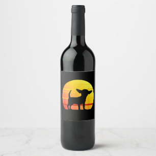 Étiquette Pour Bouteilles De Vin Coucher de soleil Chihuahua