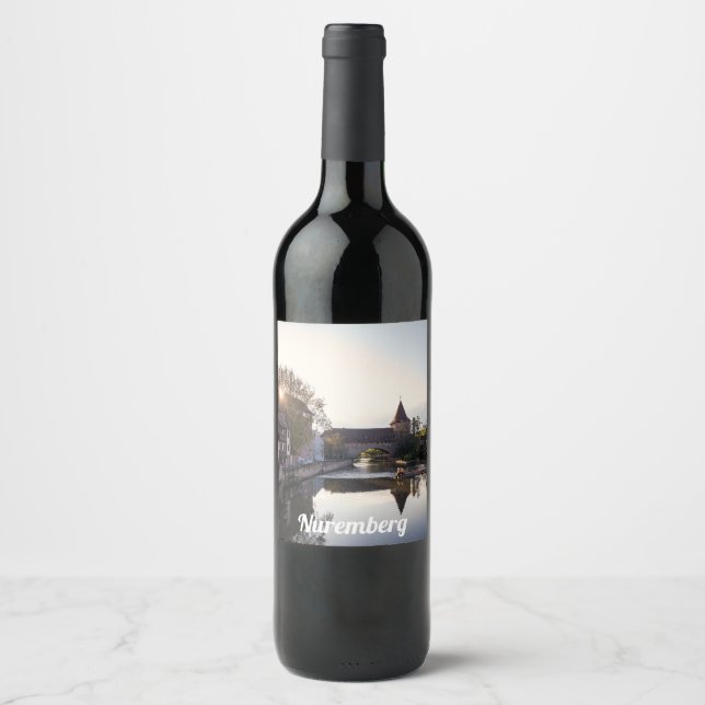 Étiquette Pour Bouteilles De Vin Coucher de soleil sur l'ancien pont médiéval de Nu (Devant)