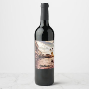 Étiquette Pour Bouteilles De Vin Coucher de soleil sur le carré à Padova en Italie