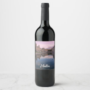 Étiquette Pour Bouteilles De Vin Coucher de soleil sur un petit canal à Cospicua, M