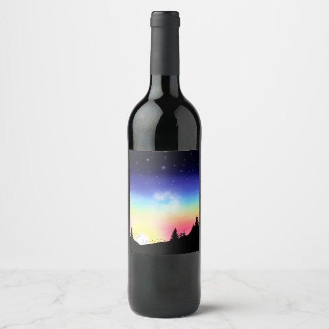 Étiquette Pour Bouteilles De Vin Coucher du soleil (Devant)