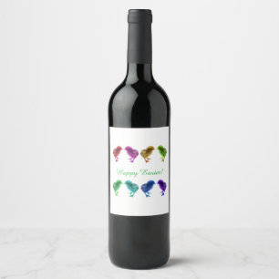 Étiquette Pour Bouteilles De Vin Couleur, arc-en-ciel, mignon, pousses de printemps