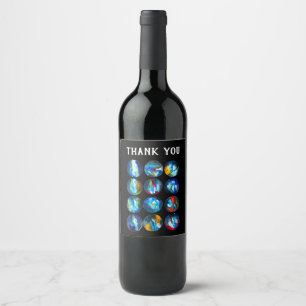 Étiquette Pour Bouteilles De Vin Couleur d'eau nébuleuse de la galaxie de la planèt