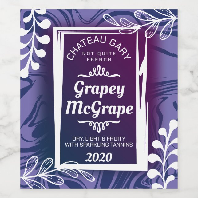 Étiquette Pour Bouteilles De Vin Couleur personnalisée en faux marbre moderne perso (Étiquettes simples)