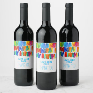 Étiquette Pour Bouteilles De Vin Couleurs abstraites modernes couleurs folles d'ém