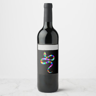 Étiquette Pour Bouteilles De Vin Couleurs arc-en-ciel psychédéliques serpent