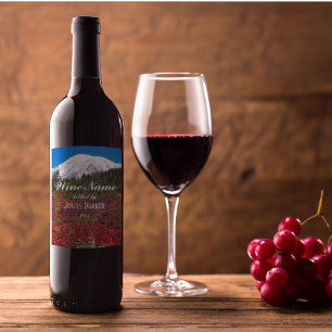Étiquette Pour Bouteilles De Vin Couleurs de l'automne du Mont Rainier Photo person