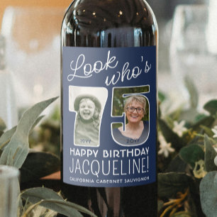 Étiquette Pour Bouteilles De Vin Couleurs DIY • Joyeux 75e Anniversaire à 2 Photos