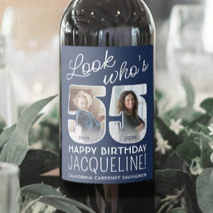 Étiquette Pour Bouteilles De Vin Couleurs DIY • Regardez qui a 55 ans Fête d'annive