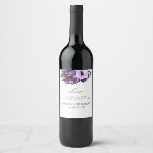 Étiquette Pour Bouteilles De Vin Couleurs violettes Fleurs romantiques Mariage spéc