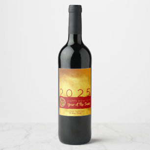 Étiquette Pour Bouteilles De Vin Coupe de papier Red Gold Chinese Snake 2025 person