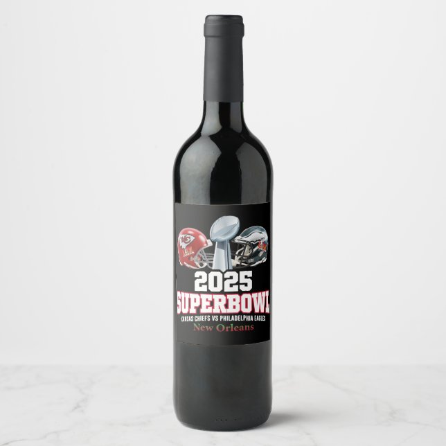 Étiquette Pour Bouteilles De Vin Coupe du Super Bowl 2025 (Devant)