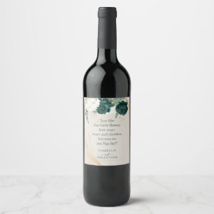 Étiquette Pour Bouteilles De Vin Couple de mariage roses crème neutre vert émeraude