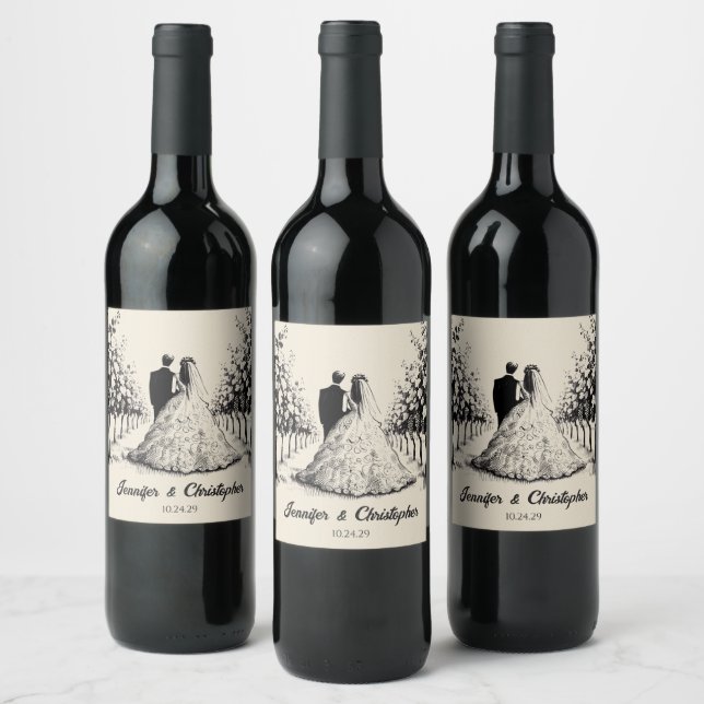 Étiquette Pour Bouteilles De Vin Couple de vignerons (Bouteilles)