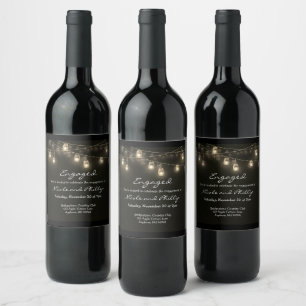 Étiquette Pour Bouteilles De Vin Couple Mason Jar Éclairage Keepsaké Étiquette de v