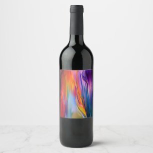 Étiquette Pour Bouteilles De Vin "Courants chromatiques" Abstrait contemporain
