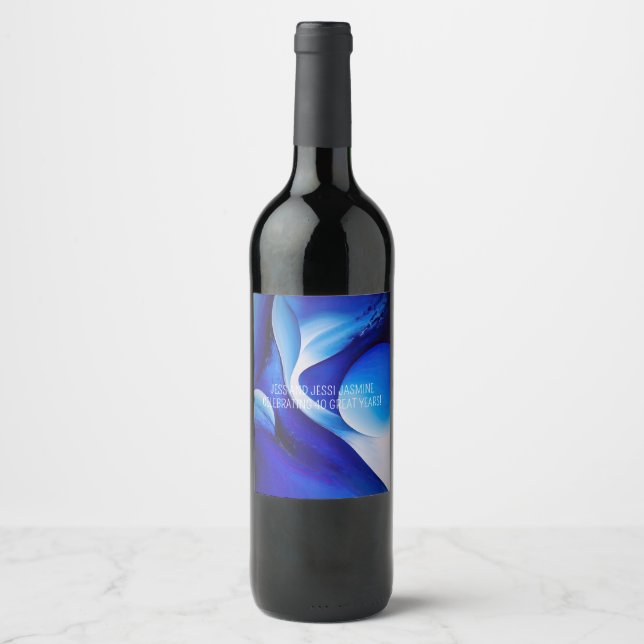 ÉTIQUETTE POUR BOUTEILLES DE VIN COURBES FLEURIES ABSTRAITES (Devant)