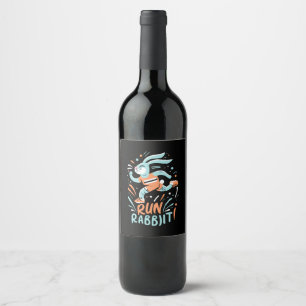 Étiquette Pour Bouteilles De Vin courir lapin marathon coureur lapin mignon lapin
