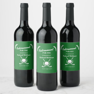 Étiquette Pour Bouteilles De Vin Couronne de clubs de golf pour la fête de retraite