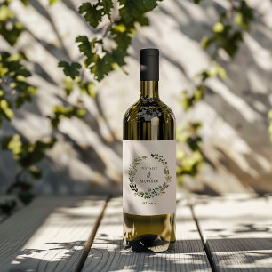 Étiquette Pour Bouteilles De Vin Couronne de feuillage rustique automne hiver maria